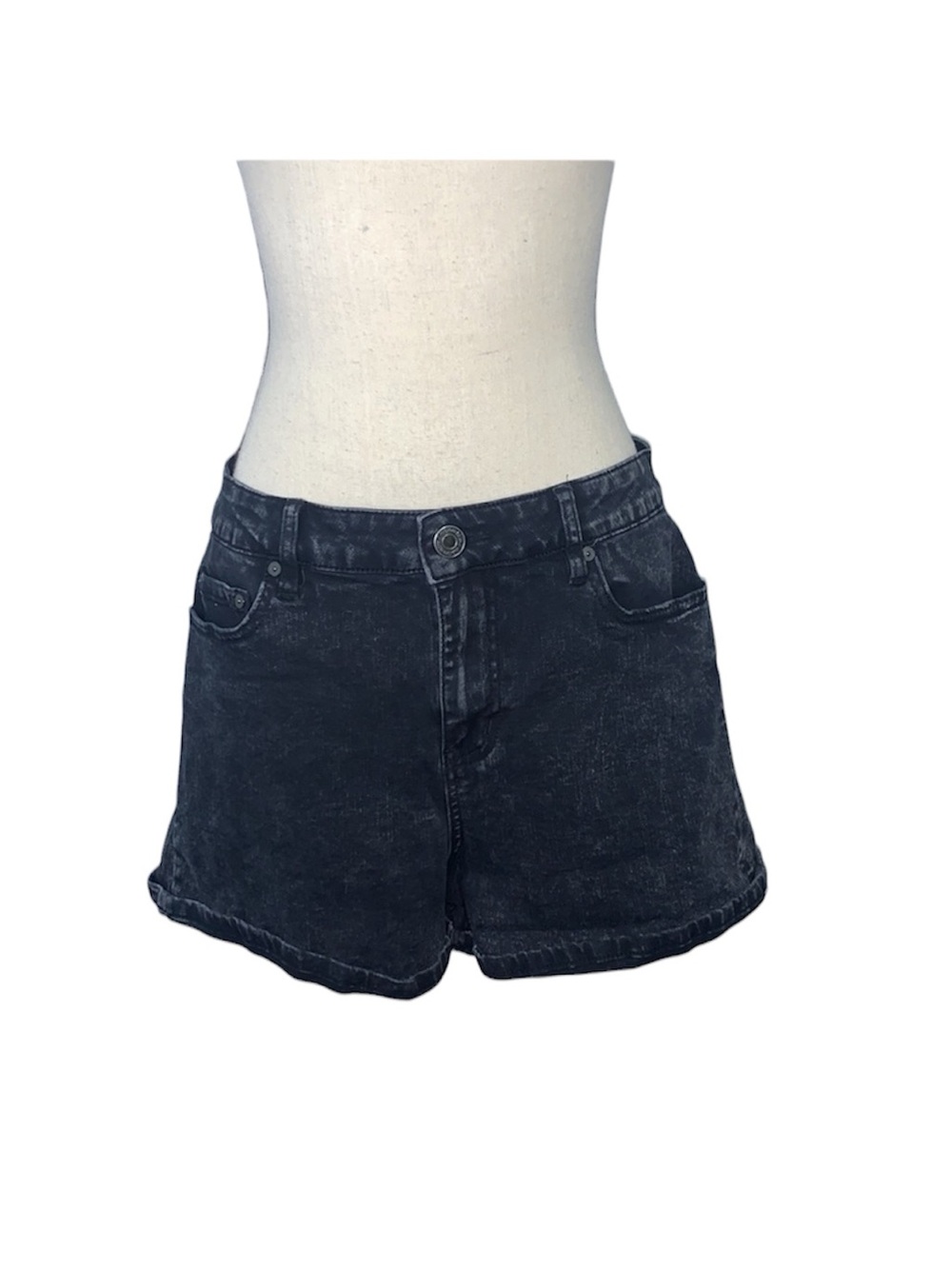 Indigo Rein Black Wash Rolled Hem Denim Shorts Size 15